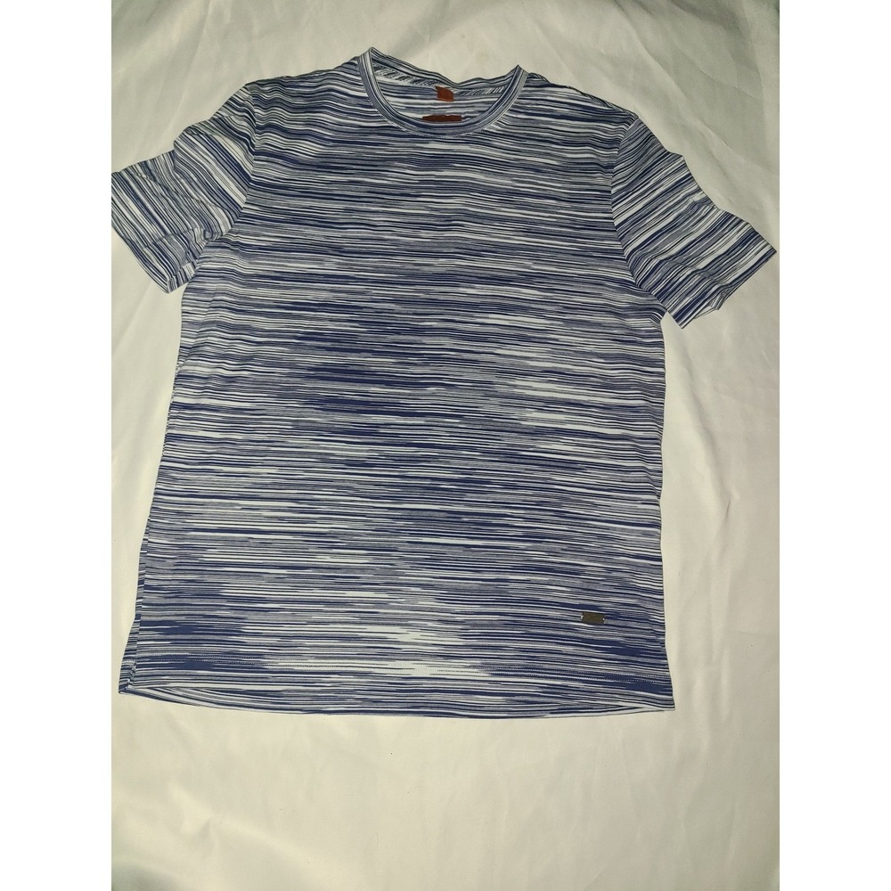 MISSONI Blue White Space Dye Knit T-Shirt Mens Size‎ S Short Sleeve Casual